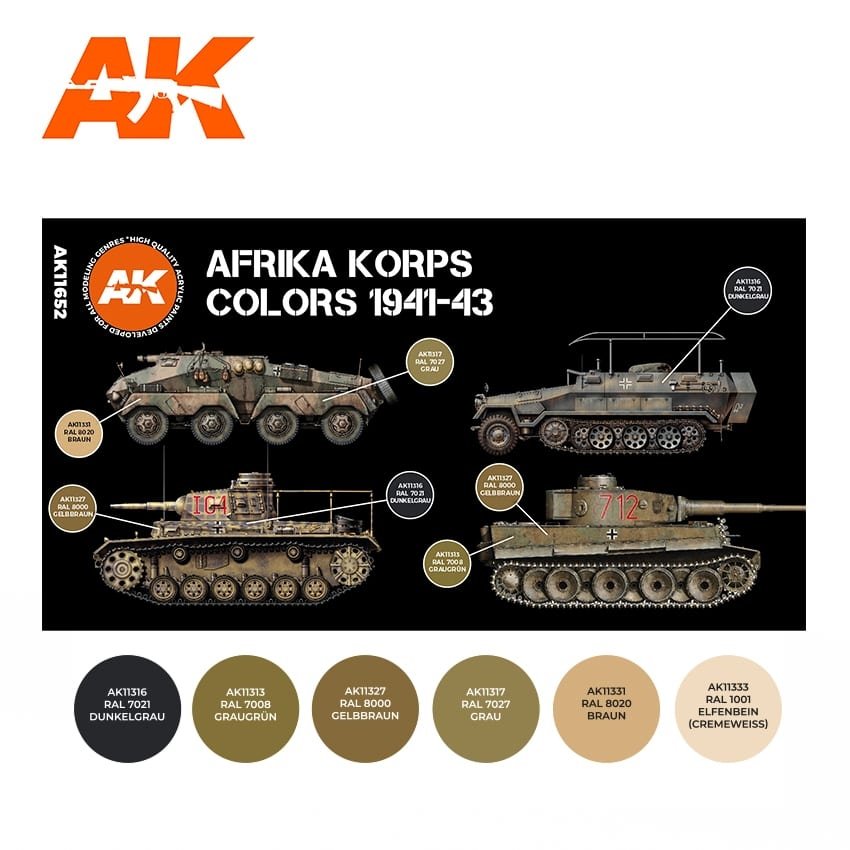AK Interactive AK11652 3G AFRIKA KORPS COLORS 1941-1943 6x17 ml – obrázek 2