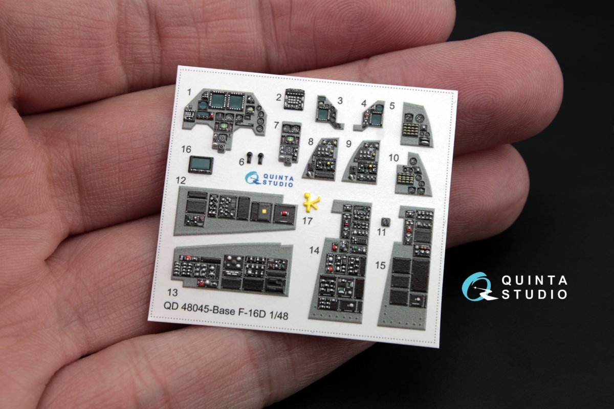 Quinta Studio QD48045 F-16D (block 30/40/50) 3D-Printed &amp;amp; colored Interior on decal paper (for Kinetic kit) 1/48 – Bild 3