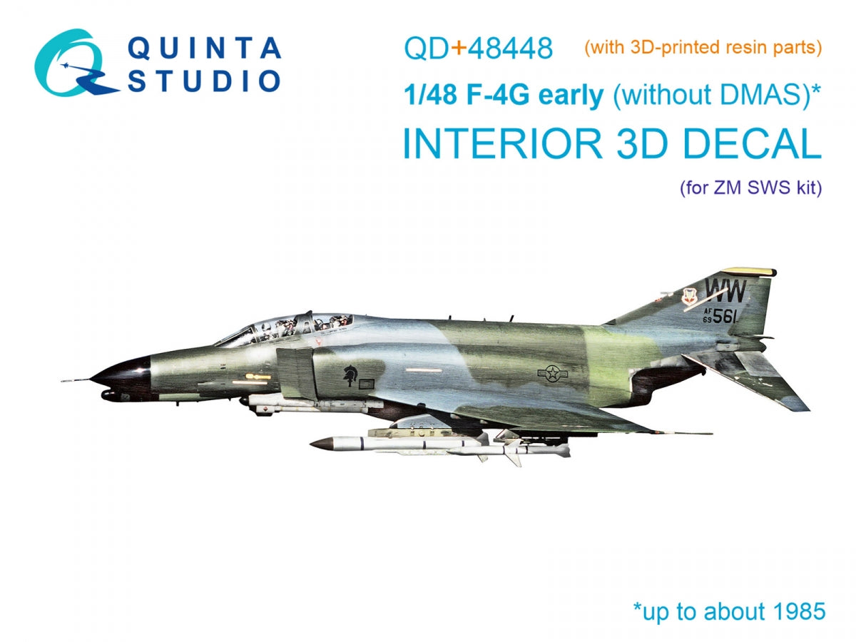 Quinta Studio QD+48448 F-4G early 3D-Printed &amp;amp; colored Interior on decal paper (Zoukei Mura SWS) (with 3D-printed resin parts) 1/48