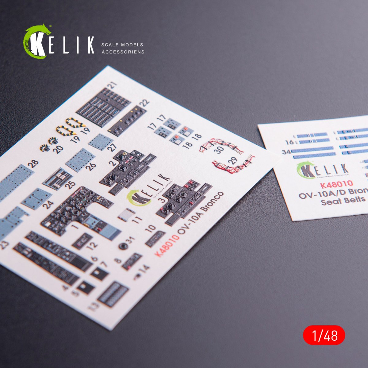 KELIK K48010 OV-10A BRONCO INTERIOR 3D DECALS FOR ICM KIT 1/48 – obrázek 3