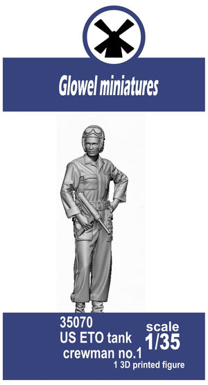 Glowel Miniatures 35070 Membre d&amp;#39;équipage de char américain ETO n° 1 (1 figurine, imprimée en 3D) 1/35