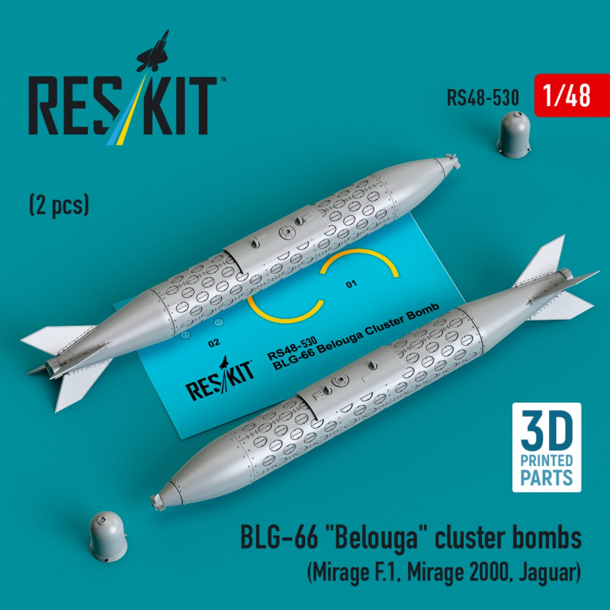 RESKIT RS48-0530 BLG-66 "Belouga" cluster bombs (2 pcs) (3D Printed) 1/48