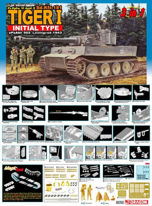 Dragon 6252 Pz.Kpfw. VI Ausf. E (Sd.Kfz. 181) Tiger I Initial Type (3 in 1) – Bild 2