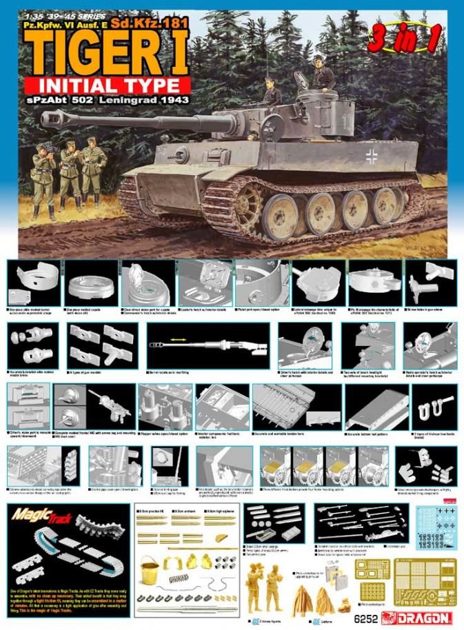 Dragon 6252 Pz.Kpfw. VI Ausf. E (Sd.Kfz. 181) Tiger I Initial Type (3 in 1) – Bild 2