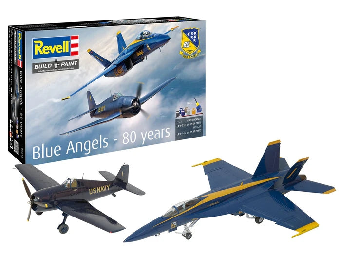 Revell 05613 Boeing F/A-18 E Super Hornet &amp; Grumman F6F-5 Hellcat - Blue Angels 80 Years 1/72