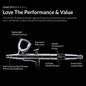 Gaahleri 40133 Advanced Series GHAD-39 Airbrush 0,35 mm &amp; 0,5 mm, 1/4 oz &amp; 1/2 oz