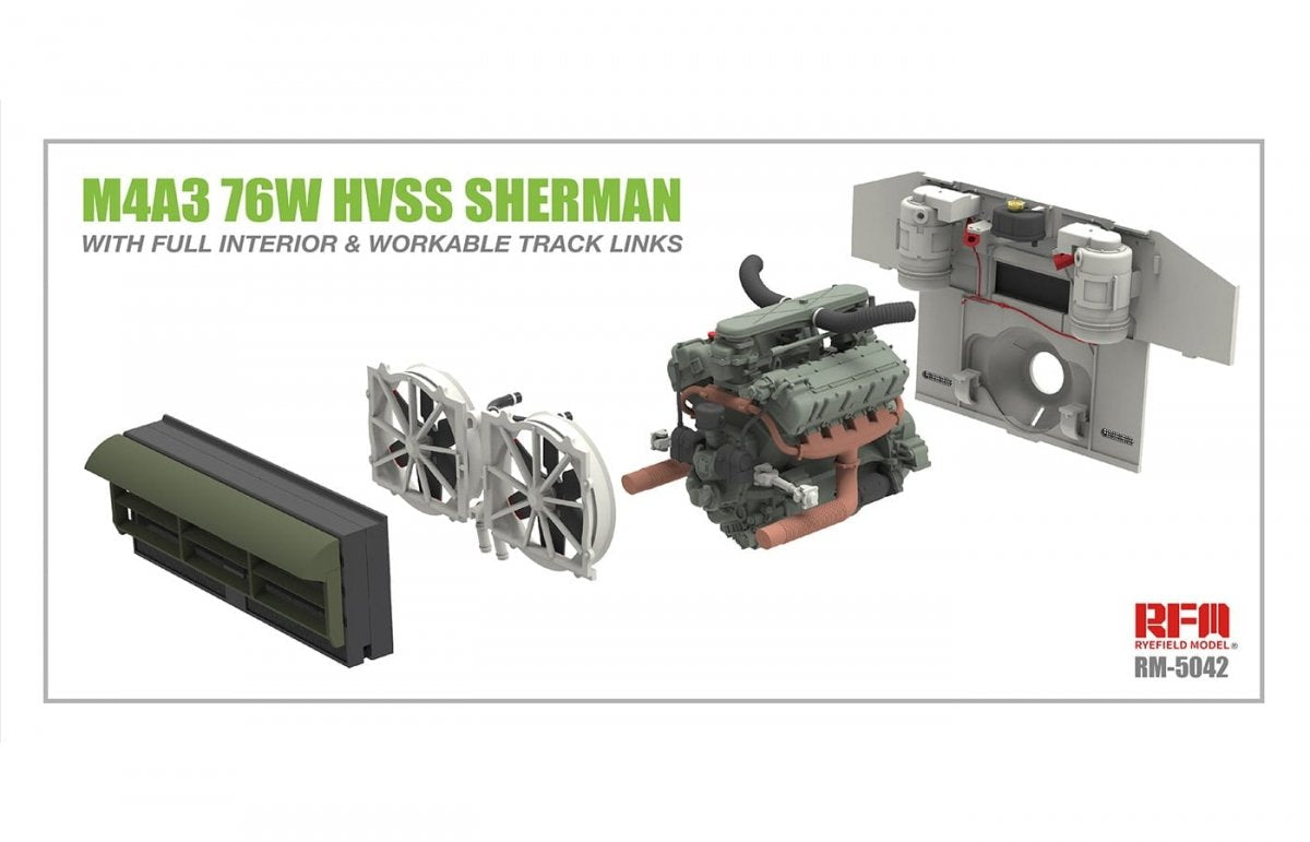 Rye Field Model 5042 M4A3 76W HVSS Sherman With full interior 1/35 – image 3