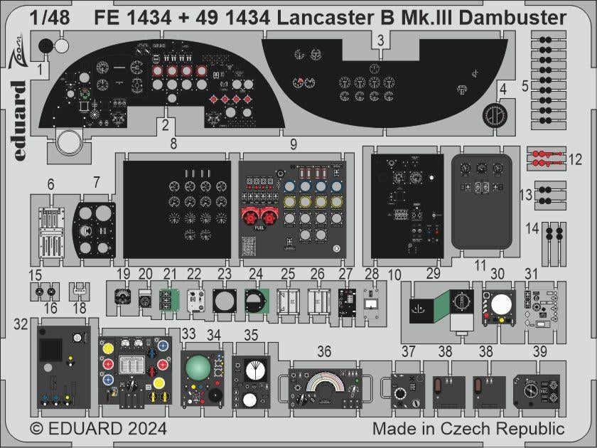 Eduard 491434 Lancaster B Mk. III Dambuster cockpit HONG KONG MODELS 1/48