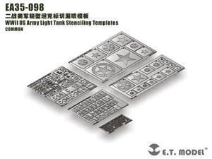 ET Model EA35-098 WWII US Army Light Tank Stenciling Templates 1/35