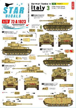 Star Decals 72-A1023 German tanks in Italy # 3. PzKpfw IV. 1/72