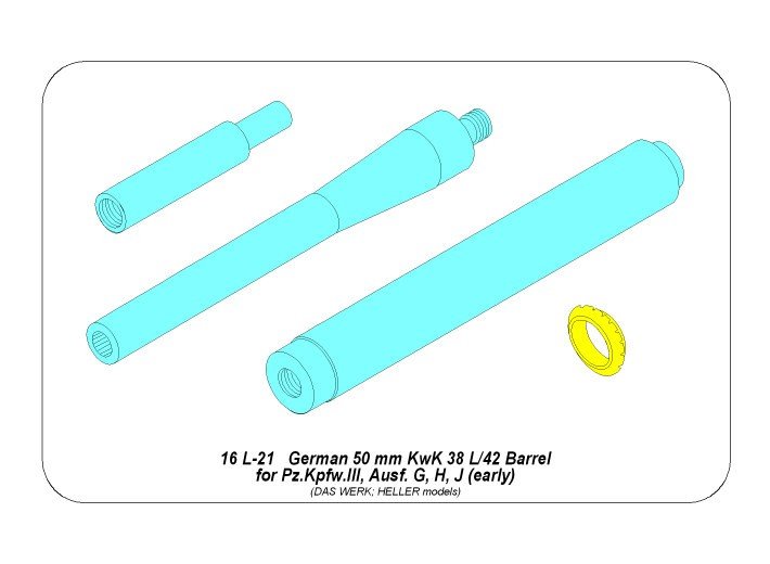 Aber 16 L-21 German barrel 50mm KwK 38L/42 forPz.Kpfw.IIIAusf.G,H,J (early) / 50mm KwK 38L/42 barrel for Panzer III G,H,J tank early 1/16 – image 4
