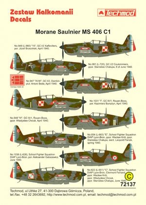 Techmod 72137 - Morane-Saulnier MS.406C1 1/72 – obrázek 2