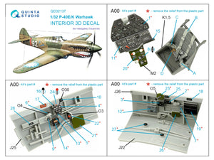 Quinta Studio QD32137 P-40E/K 3D-Printed &amp;amp; colored Interior on decal paper (Hasegawa) 1/32 – Bild 2