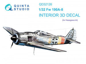 Intérieur imprimé en 3D et coloré sur papier décalcomanie Quinta Studio QD32126 FW 190A-8 (Hasegawa) 1/32