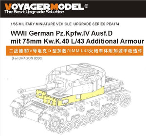 Voyager Model PEA174 WWII German Pz.Kpfw.IV Ausf.D mit 75mm Kw.K.40 L/43 Additional Armor (For DRAGON 6330) 1/35 – obrázek 2