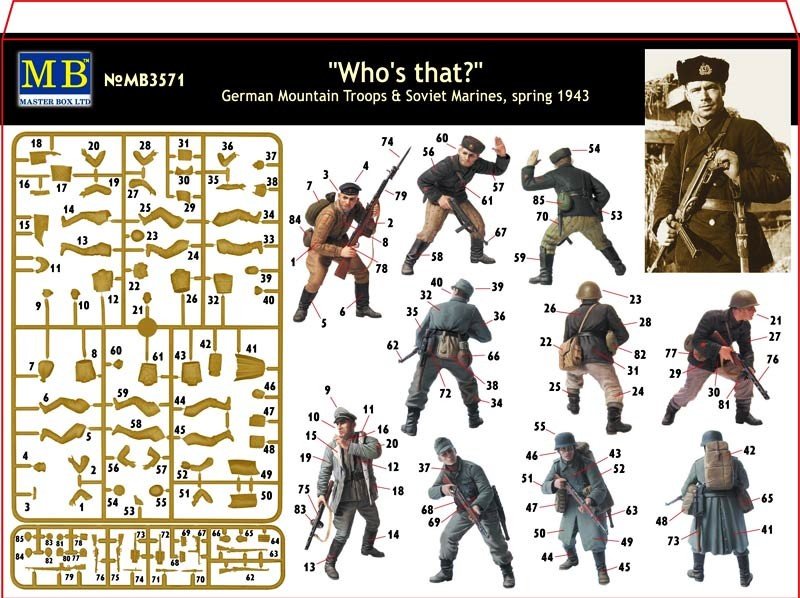 Master Box 3571 Who is that? German mountain troops and Soviet Marines (Spring 1943) 6 figures set 1/35 – Bild 4