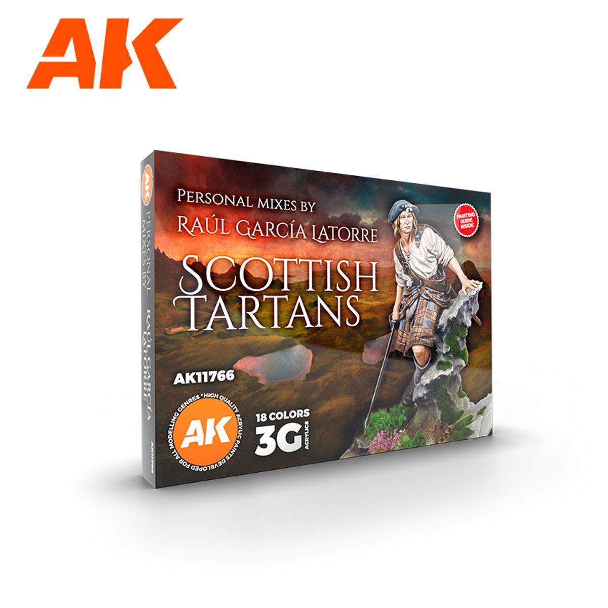 AK Interactive AK11766 SIGNATURE SET – RAÚL GARCÍA LATORRE – ÉCOSSAIS TARTANS PEINTURES 18 x 17 ml