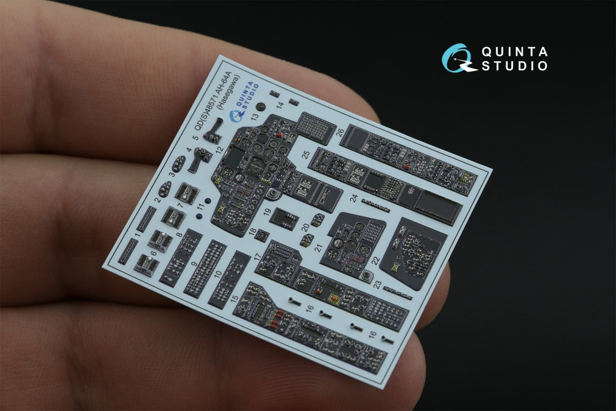 Quinta Studio QDS-48571 AH-64A 3D-Printed &amp;amp; colored Interior on decal paper (Hasegawa) (small version) 1/48 – Bild 5