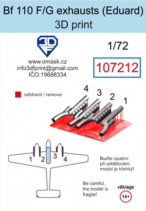 Omask 107212 Bf 110 F/G exhaust (Eduard) 3D print 1/72 – image 2