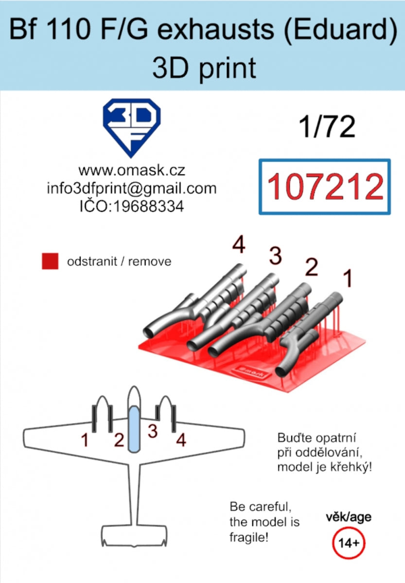 Omask 107212 Bf 110 F/G exhaust (Eduard) 3D print 1/72 – image 2