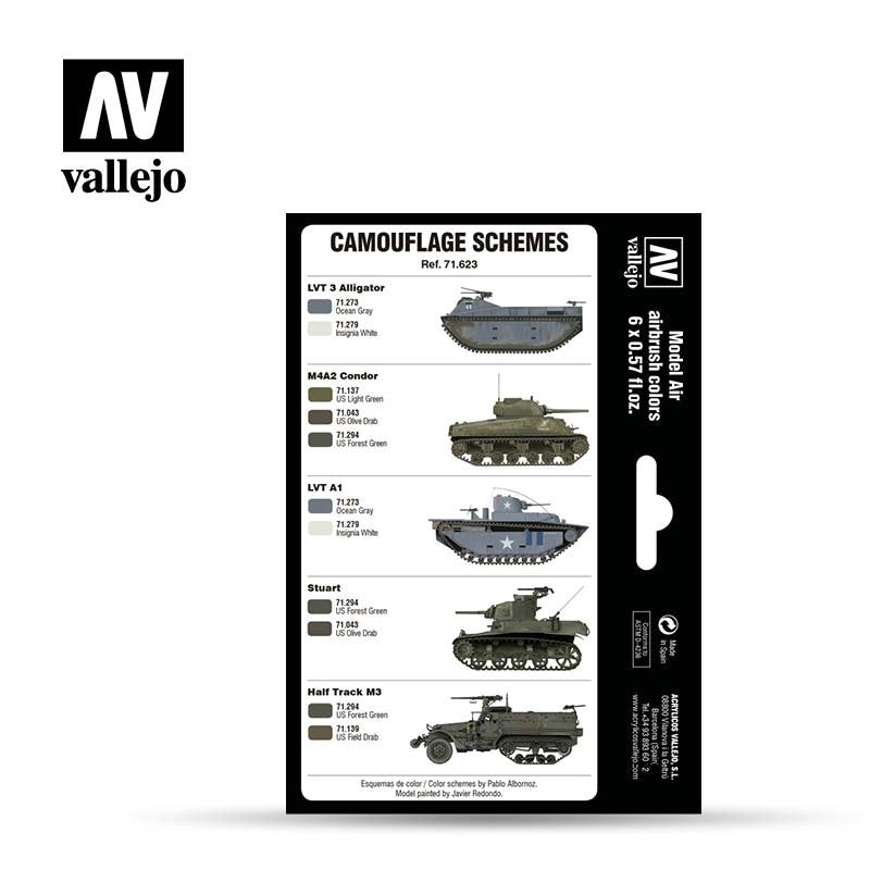 Vallejo 71623 WWII USMC Colors Green &amp;amp; Gray Patterns 1942-1945 6x17ml – obrázek 2