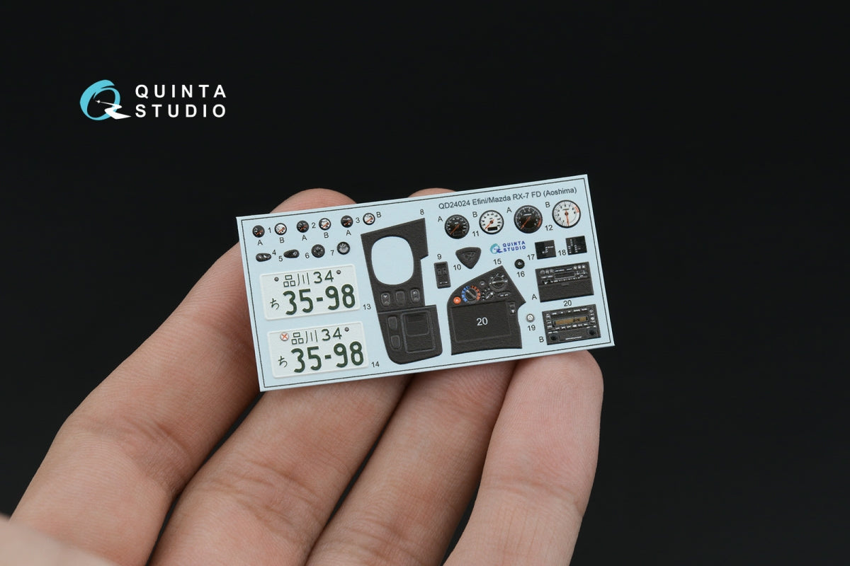 Quinta Studio QD+24024 Efini-Mazda RX-7FD 3D-Printed &amp; coloured Interior on decal paper (Aoshima) 1/24