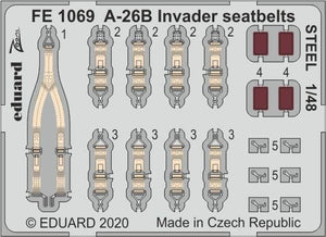 Eduard FE1069 A-26B Invader seatbelts STEEL 1/48 ICM