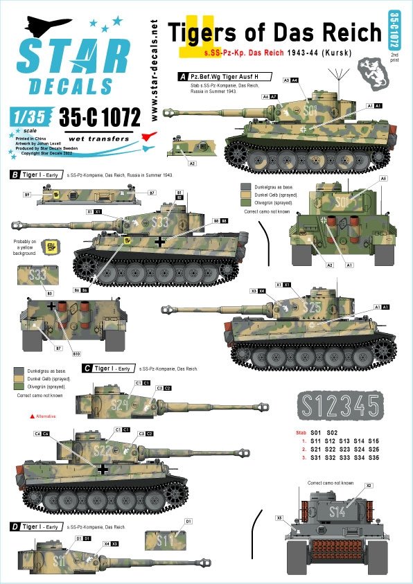 Star Decals 35-C1072 Tigers of Das Reich. p.SS-Pz-Kp Das Reich 1/35