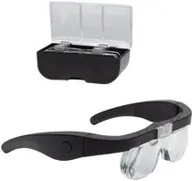 Lightcraft LC1790USB Pro LED Magnifier Glasses with 4 Lenses / Magnifying Glasses with 4 Lenses, LED, 1.5x, 2.5x, 3.5x, 5x