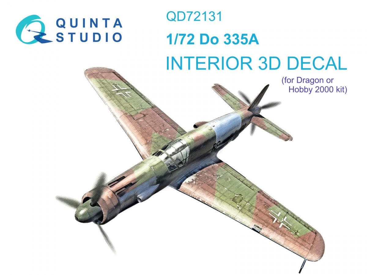Quinta Studio QD72131 Do 335A 3D-Printed colored Interior on decal paper (Dragon/Hobby2000) 1/72