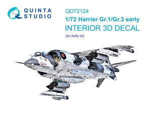 Quinta Studio QD72124 Harrier Gr.1 / Gr.3 early 3D-Printed colored Interior on decal paper (Airfix) 1/72