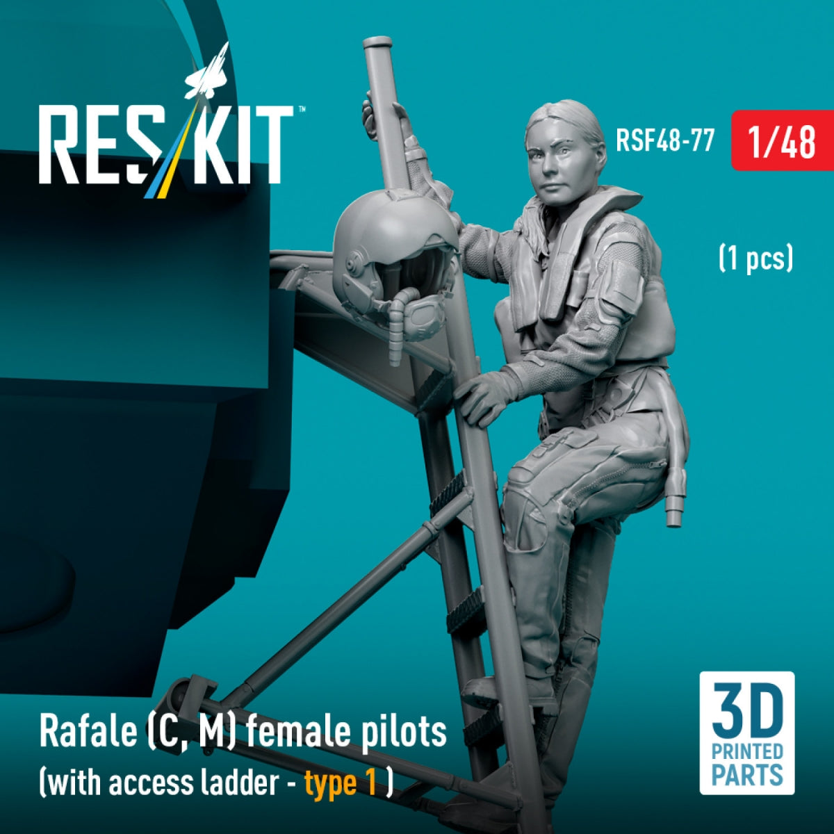 RESKIT RSF48-0077 Rafale (C, M) female pilot (with access ladder - type 1) (1 pcs) (3D Printed) 1/48 – immagine 3
