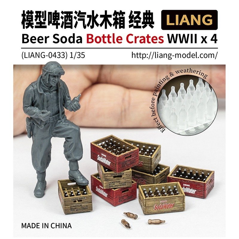 Liang 0433 Beer Soda Bottle Crates WWII x 4 1/35
