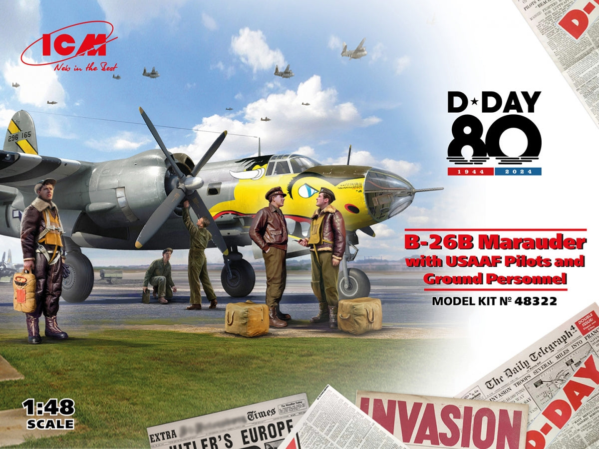 ICM 48322 B-26B Marauder avec pilotes et personnel au sol de l'USAAF 1/48 