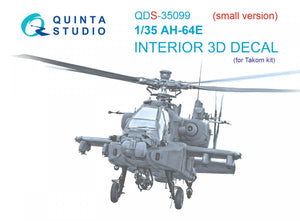 Quinta Studio QDS-35099 AH-64E 3D-Printed &amp;amp; colored Interior on decal paper (Takom) (Small version) 1/35