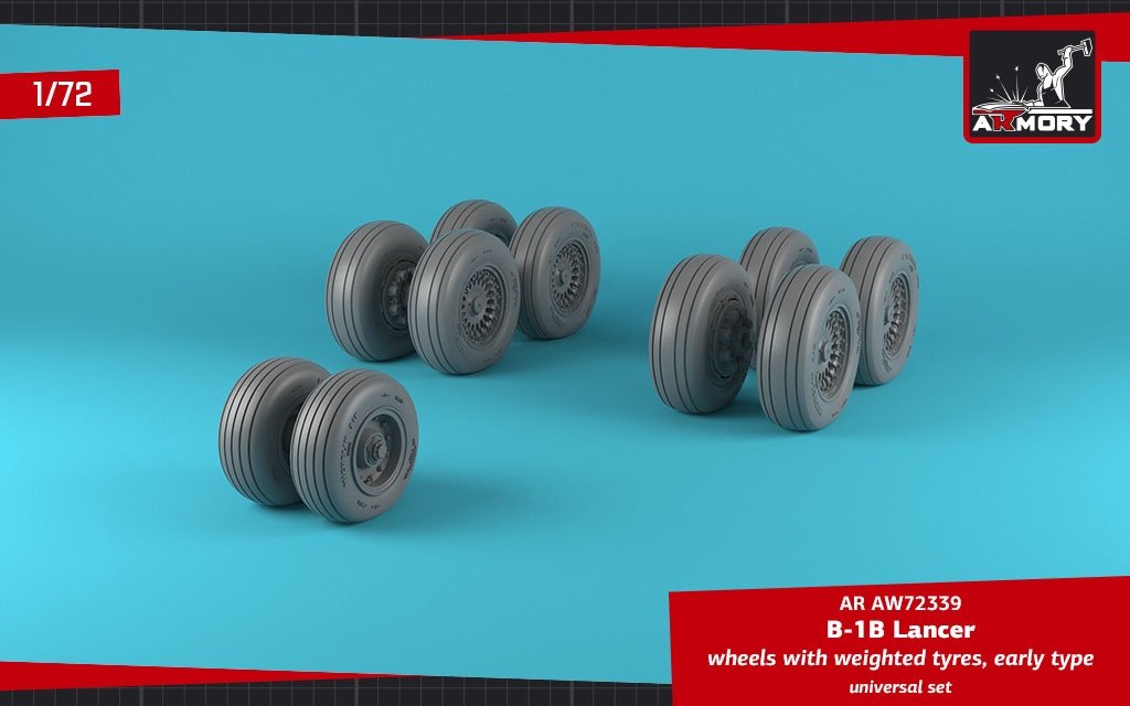 Armory Models AW72339 B-1B Lancer wheels w/ weighted tires, early 1/72 – obrázek 3