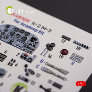 KELIK K48109 IL-2M3 - interior 3D decals for Academy/Accurate Miniatures kit 1/48 – obrázek 3