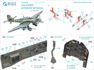 Quinta Studio QD32087 Ju87 D/G 3D-Printed &amp;amp; colored Interior on decal paper (Trumpeter) 1/32 – imagen 8