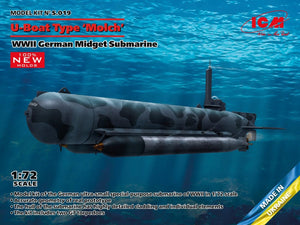 ICM S019 U-Boat Type &amp;#39;Molch&amp;#39; WWII German Midget Submarine 1/72