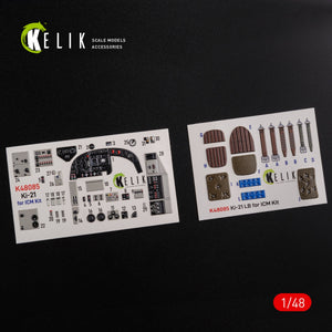 Décalcomanies 3D intérieures KELIK K48085 KI-21 pour maquette ICM au 1/48