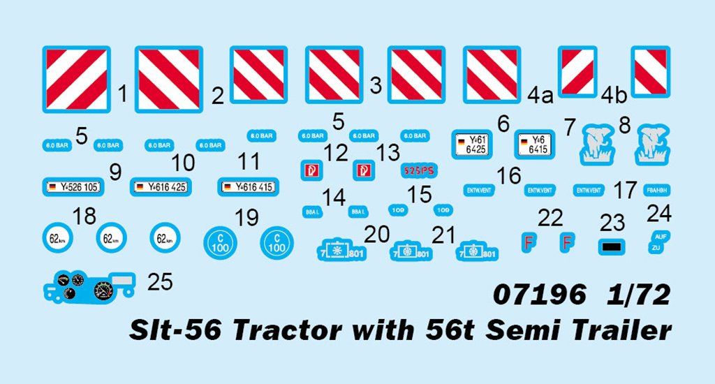Trumpeter 07196 Slt-56 Tractor with 56t Semi Trailer 1/72 – immagine 4