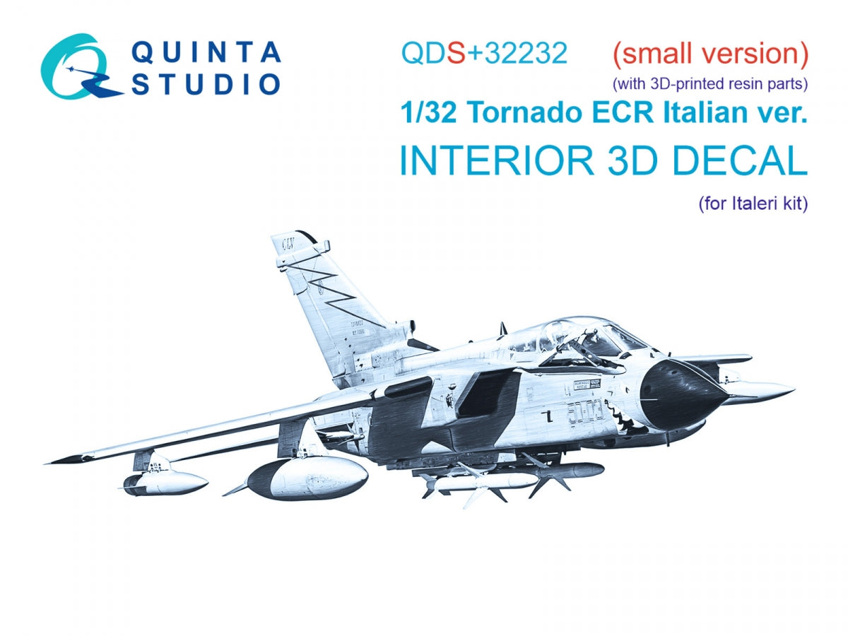 Quinta Studio QD+32232 Tornado ECR Italian 3D-Printed &amp; colored Interior on decal paper (Italeri) (with 3D-printed resin parts) 1/32