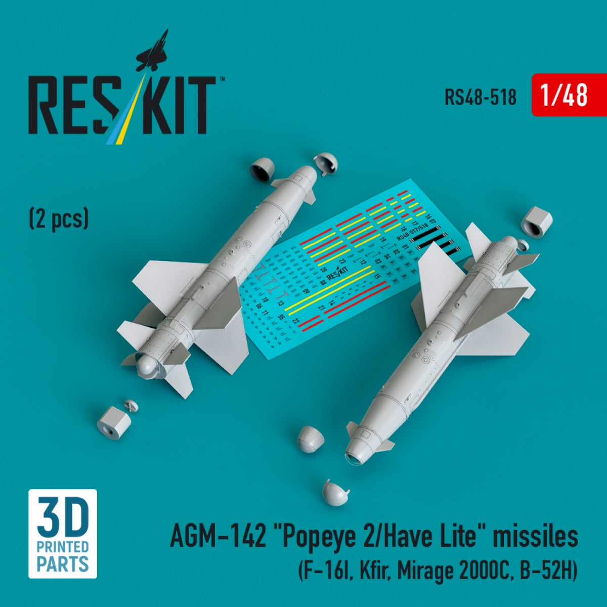 RESKIT RS48-0518 AGM-142 &amp;quot;Popeye 2/Have Lite&amp;quot; missiles (2 pcs) (3D Printed) 1/48 – Bild 2