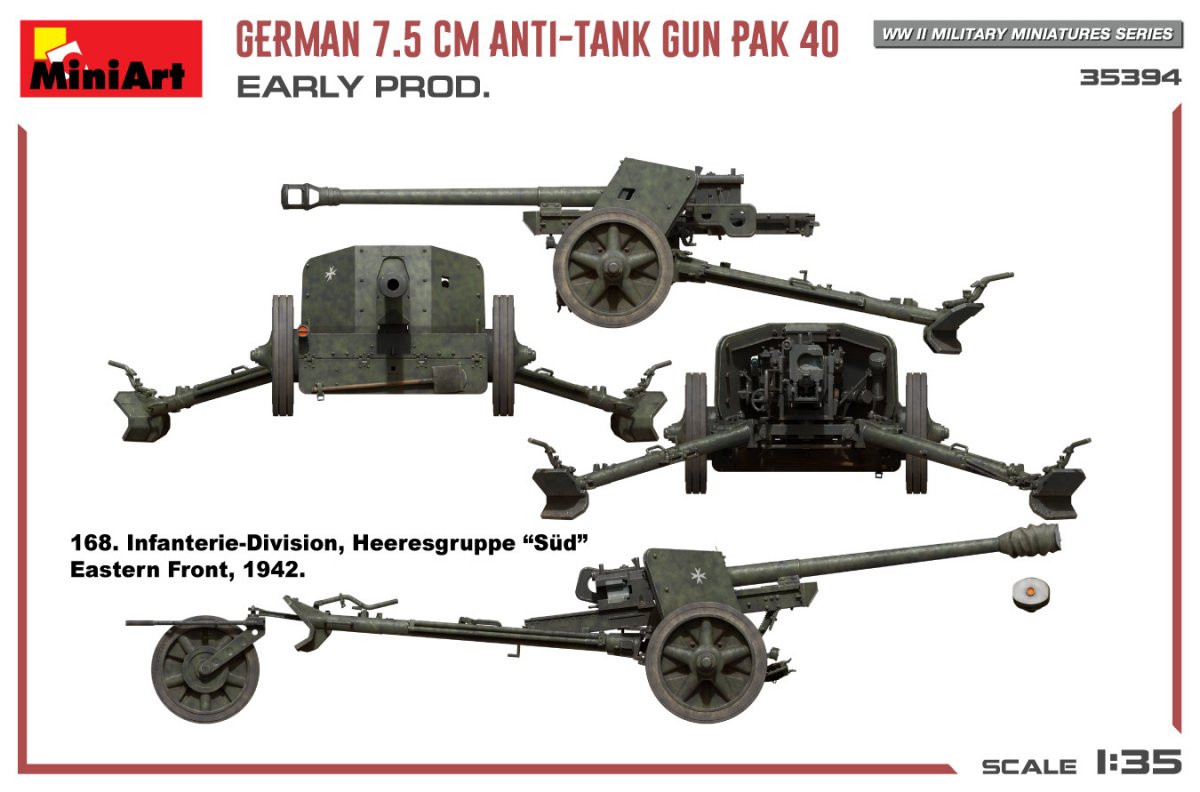 MiniArt 35394 GERMAN 7.5CM ANTI-TANK GUN PAK 40. EARLY PROD 1/35 – imagen 9