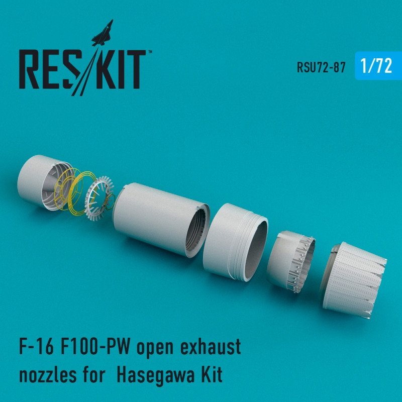 RESKIT RSU72-0087 Buses d'échappement ouvertes F-16 F100-PW pour Hasegawa 1/72 