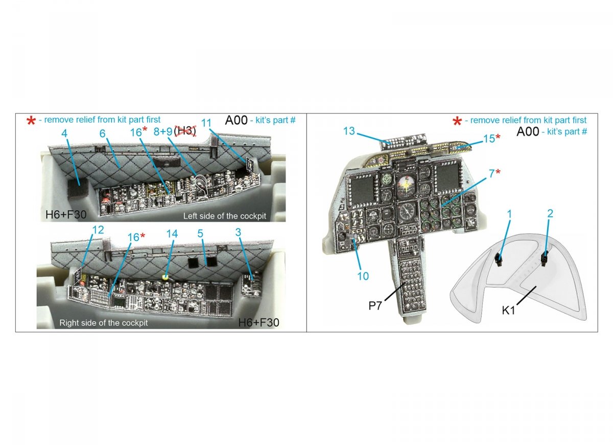Quinta Studio QDS-48361 A-10C 3D-Printed &amp;amp; colored Interior on decal paper (Hobby Boss) (Small version) 1/48 – image 2