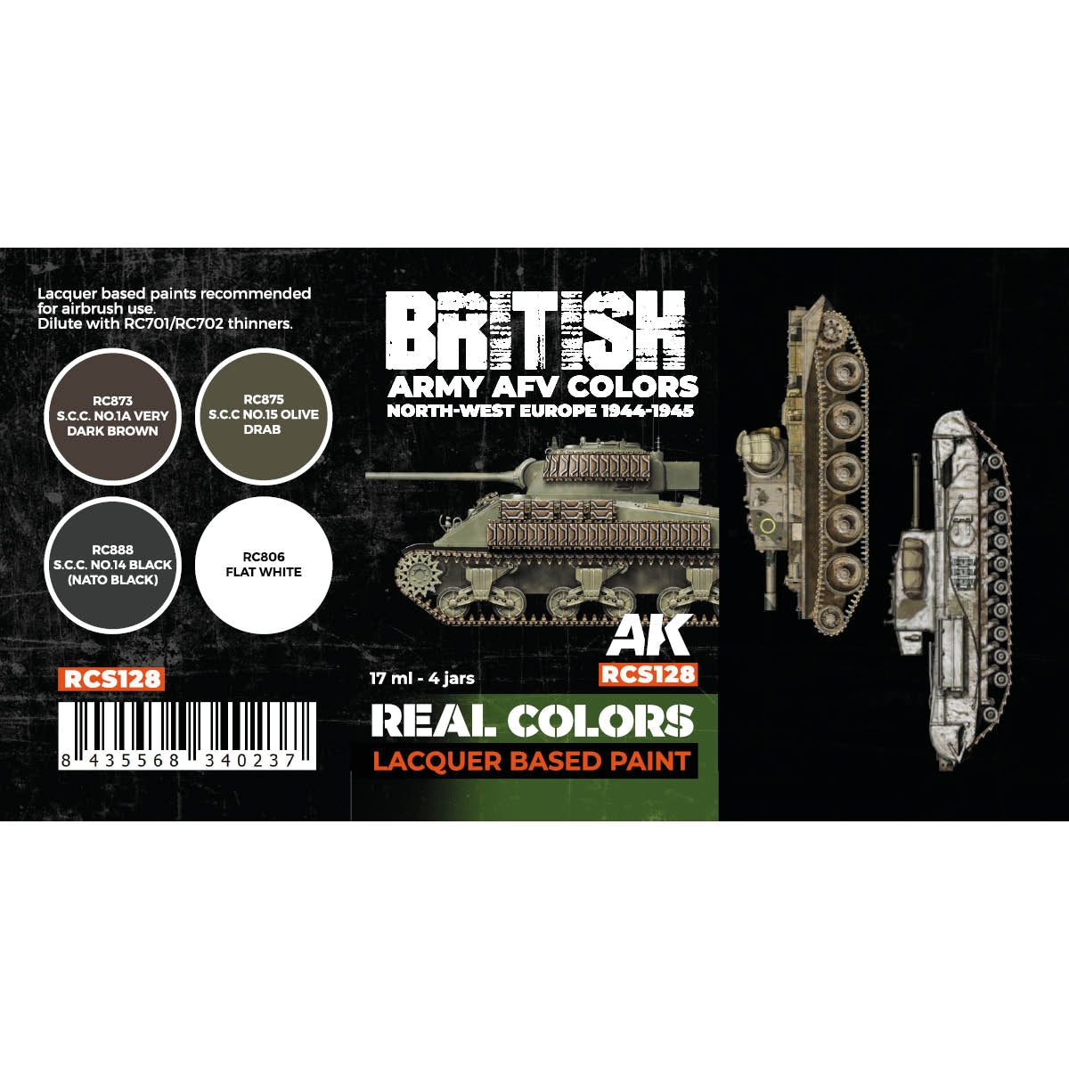 AK Interactive RCS128 British Army AFV Colors. North-West Europe 1944-1945 4x17ml – Bild 2