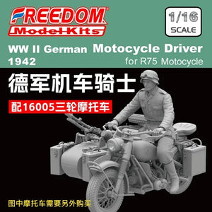 Freedom 616005 WW2 German Motorcycle Driver for R75 1/48 – immagine 2