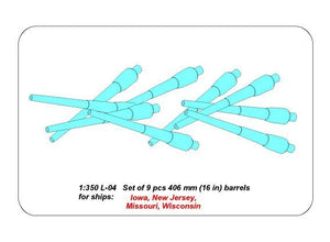 Aber 350L-04 Set of 9pcs 406mm barrels for US ship: Iowa, New Jersey, Missouri, Wisconsin (1/350) – image 6