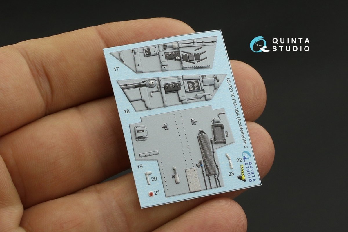 Quinta Studio QD32110 F/A-18A 3D-Printed &amp;amp; colored Interior on decal paper (Academy) 1/32 – image 4